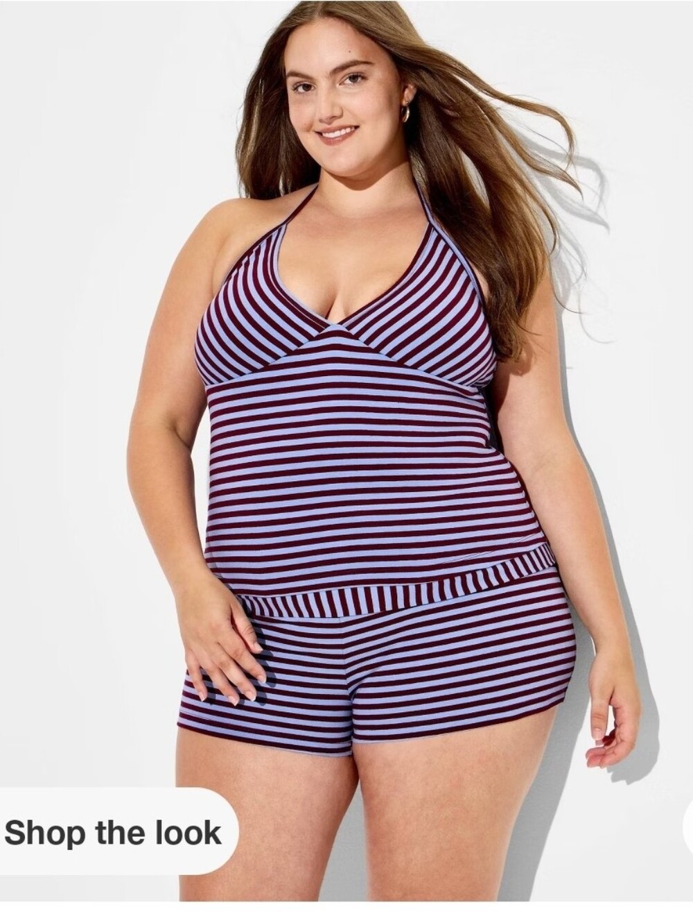 Wild Fable Blue And Brown Striped Halter Top NWT